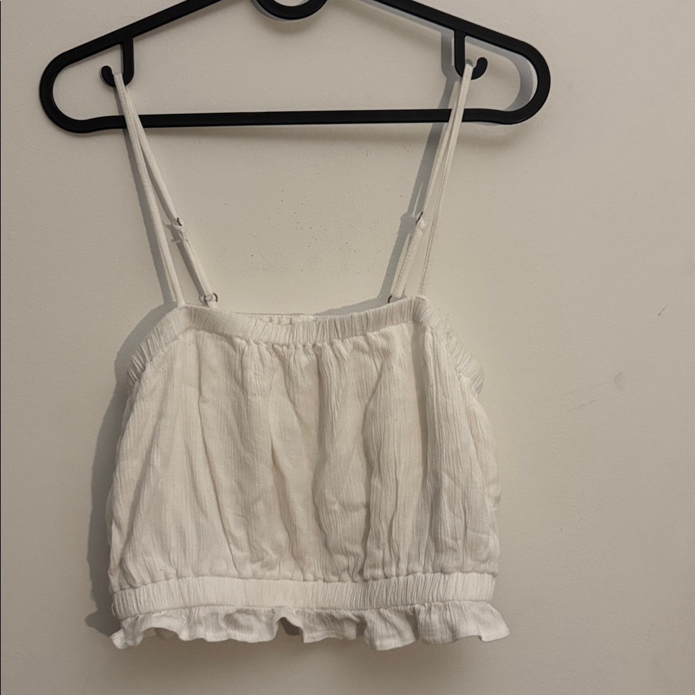 White Ruffled Crop Top